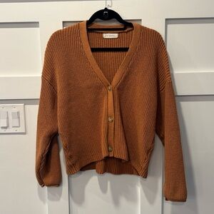 Women's rust colored fisherman Sweater 100% cotton size Small EUC